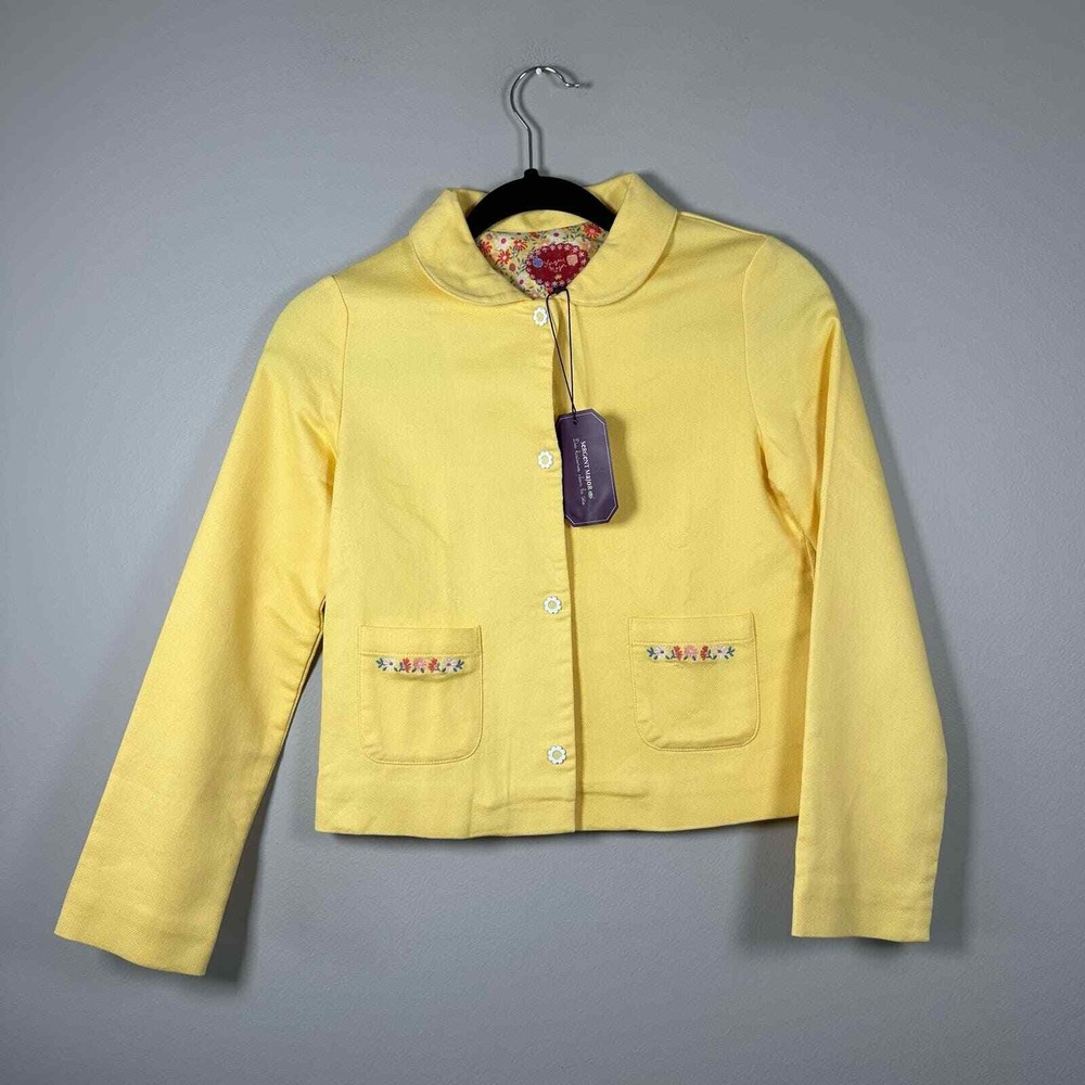 NWT Sergent Major 11A Jacket Yellow LongSleeve Floral Embroidered PeterPanCollar